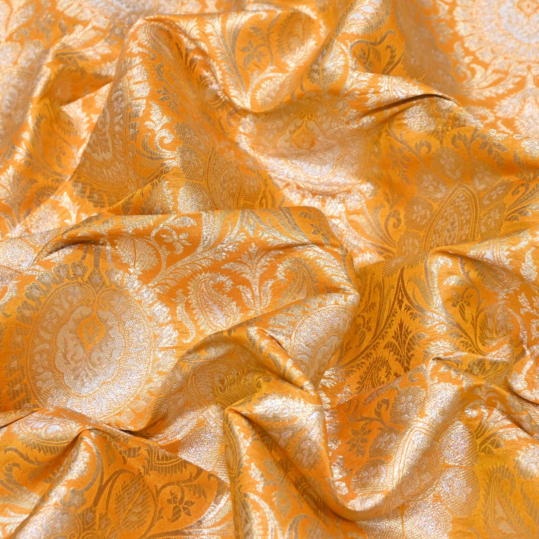 Luxury Meena Zari Brocade Fabric | Rich Traditional Floral & Paisley Designer Brocade | OEW310-7