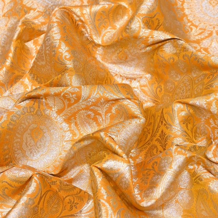 Luxury Meena Zari Brocade Fabric | Rich Traditional Floral & Paisley Designer Brocade | OEW310-7