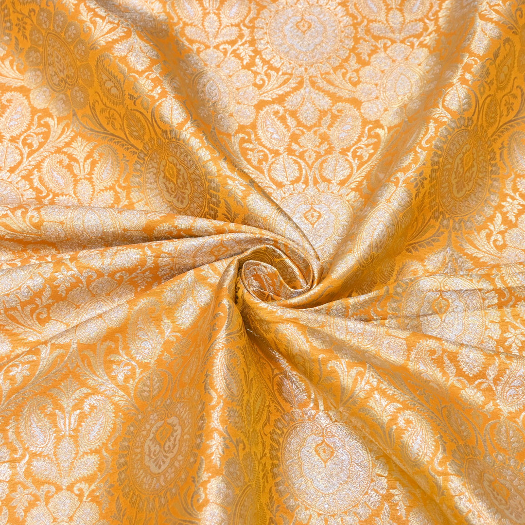 Luxury Meena Zari Brocade Fabric | Rich Traditional Floral & Paisley Designer Brocade | OEW310-7