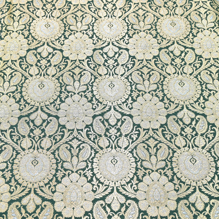 Luxury Meena Zari Brocade Fabric | Rich Traditional Floral & Paisley Designer Brocade | OEW310-8