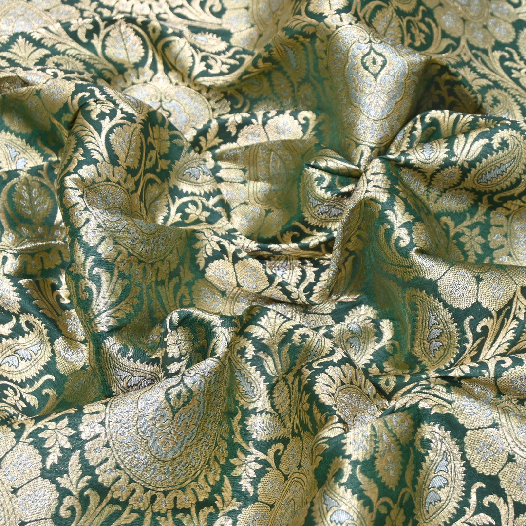 Luxury Meena Zari Brocade Fabric | Rich Traditional Floral & Paisley Designer Brocade | OEW310-8
