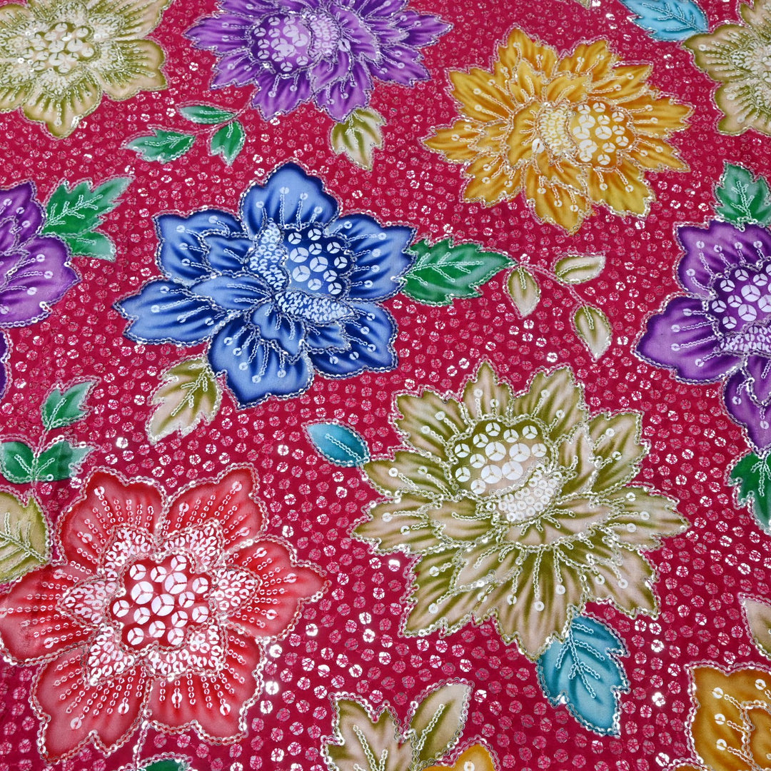Beautiful Designer Crepe Position Prints, Sequin Embroidery Fabrics