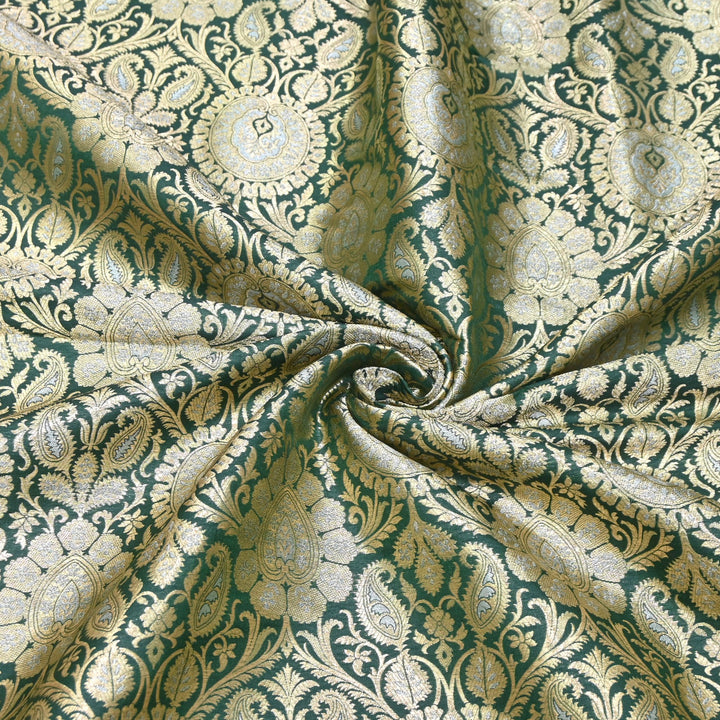 Luxury Meena Zari Brocade Fabric | Rich Traditional Floral & Paisley Designer Brocade | OEW310-8