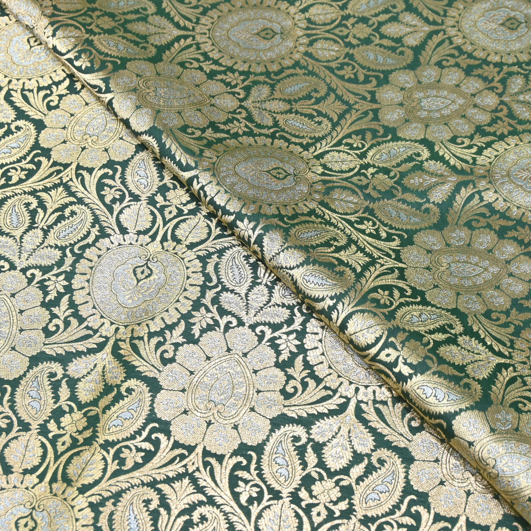 Luxury Meena Zari Brocade Fabric | Rich Traditional Floral & Paisley Designer Brocade | OEW310-8