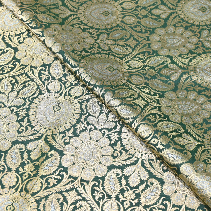 Luxury Meena Zari Brocade Fabric | Rich Traditional Floral & Paisley Designer Brocade | OEW310-8