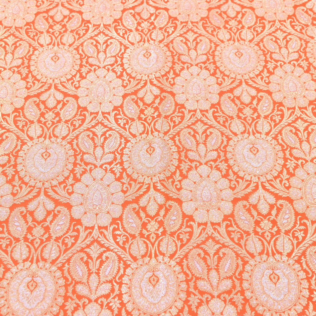 Luxury Meena Zari Brocade Fabric | Rich Traditional Floral & Paisley Designer Brocade | OEW310-9