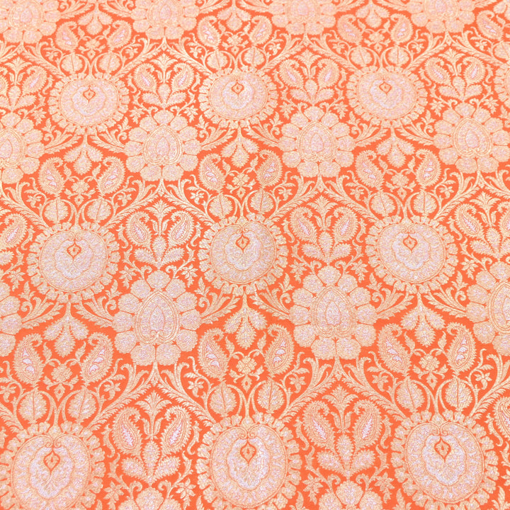 Luxury Meena Zari Brocade Fabric | Rich Traditional Floral & Paisley Designer Brocade | OEW310-9