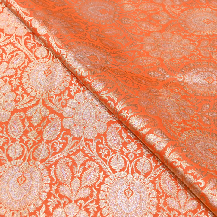 Luxury Meena Zari Brocade Fabric | Rich Traditional Floral & Paisley Designer Brocade | OEW310-9