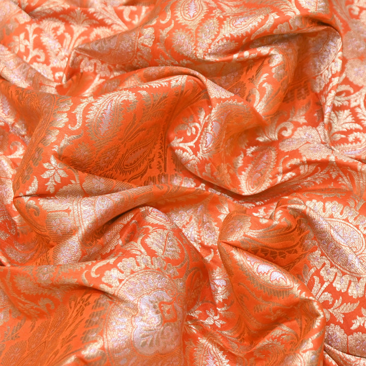 Luxury Meena Zari Brocade Fabric | Rich Traditional Floral & Paisley Designer Brocade | OEW310-9