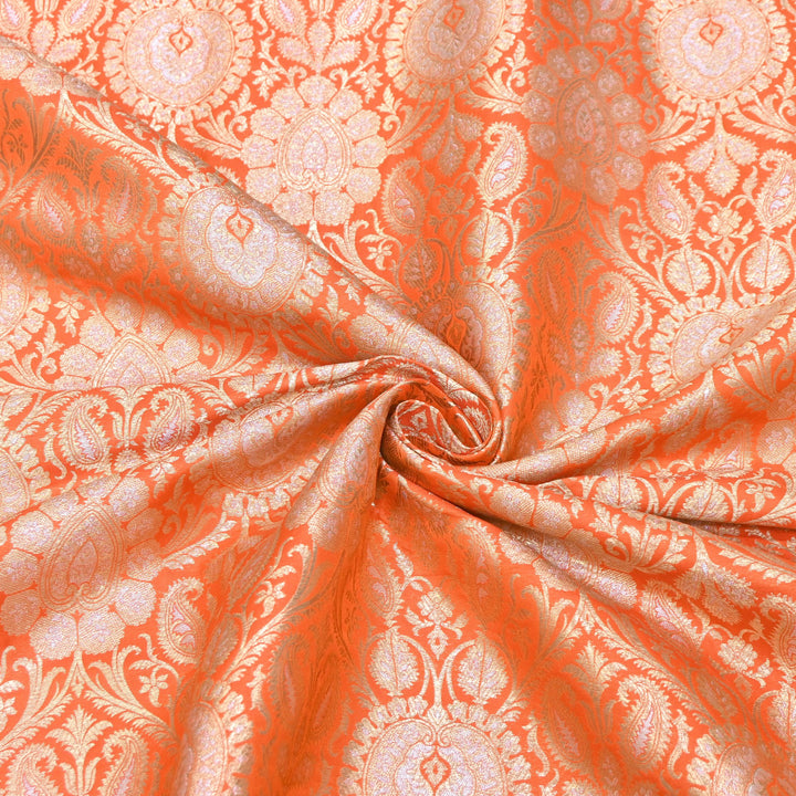 Luxury Meena Zari Brocade Fabric | Rich Traditional Floral & Paisley Designer Brocade | OEW310-9