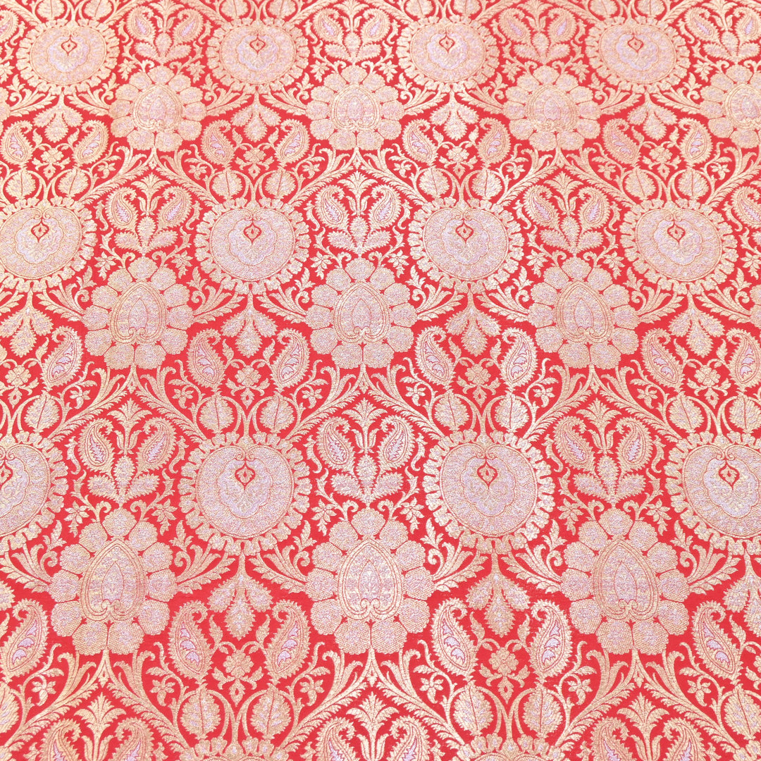 Luxury Meena Zari Brocade Fabric | Rich Traditional Floral & Paisley Designer Brocade | OEW310-10