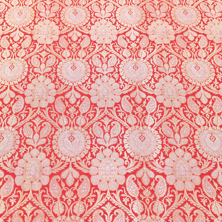 Luxury Meena Zari Brocade Fabric | Rich Traditional Floral & Paisley Designer Brocade | OEW310-10