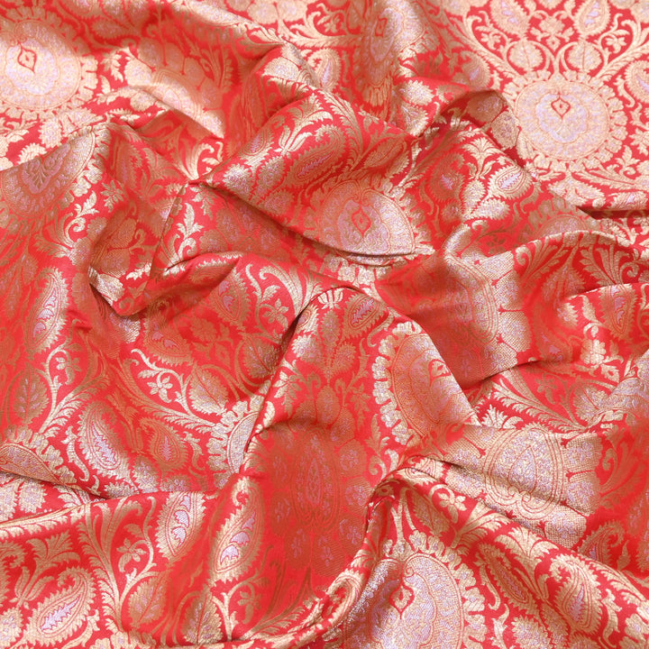 Luxury Meena Zari Brocade Fabric | Rich Traditional Floral & Paisley Designer Brocade | OEW310-10