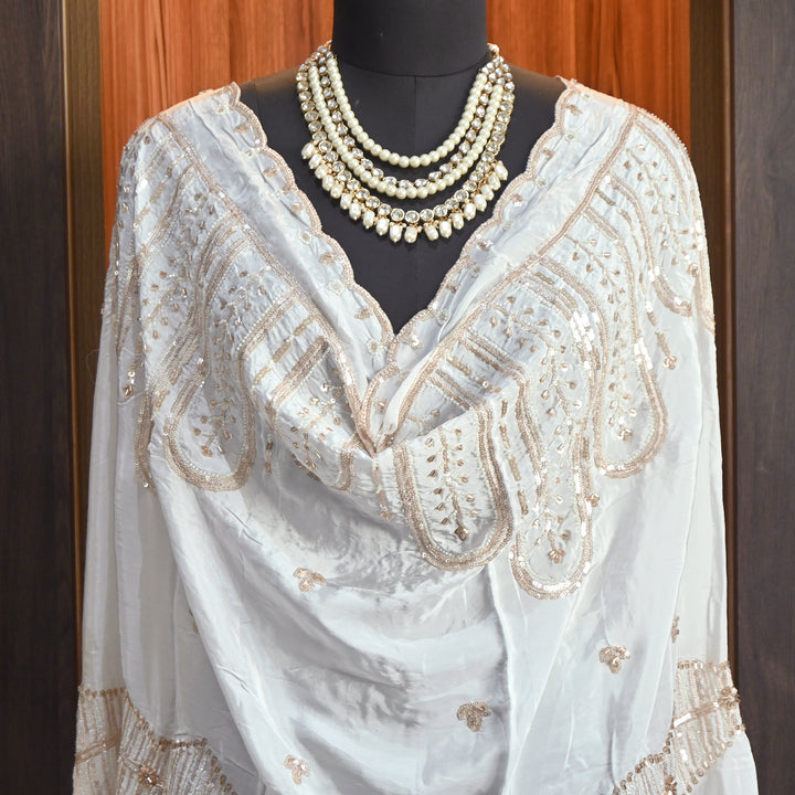 Premium Crepe Moti & Sequin Embroidery Dupatta | Designer Party Wear Dupatta | B11818