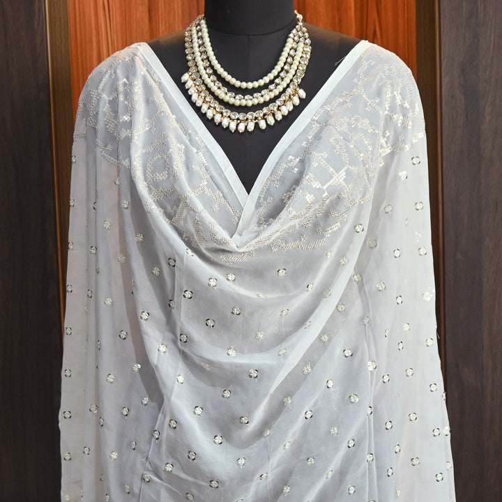 Viscose Georgette Sequin Embroidery Dupatta | Designer Party Wear Dupatta | V211571