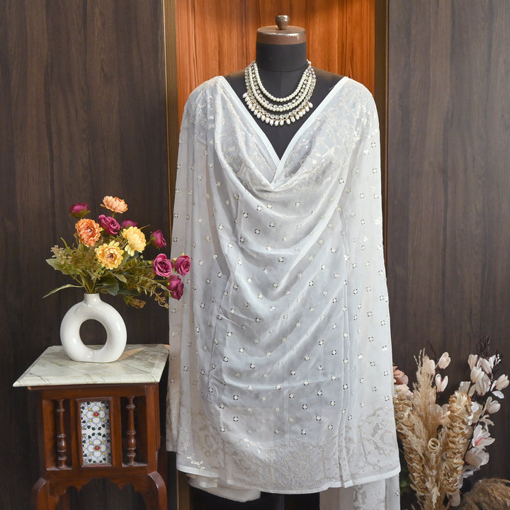 Viscose Georgette Sequin Embroidery Dupatta | Designer Party Wear Dupatta | V211571