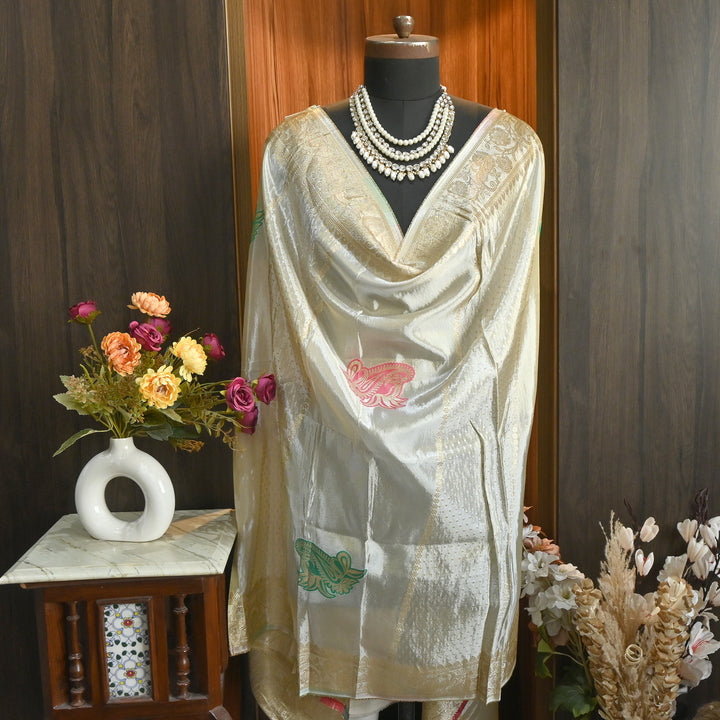 Dyble Tissue Meena Zari Dupatta | Premium Designer Ethnic Dupatta for Suits & Lehengas-EL0005