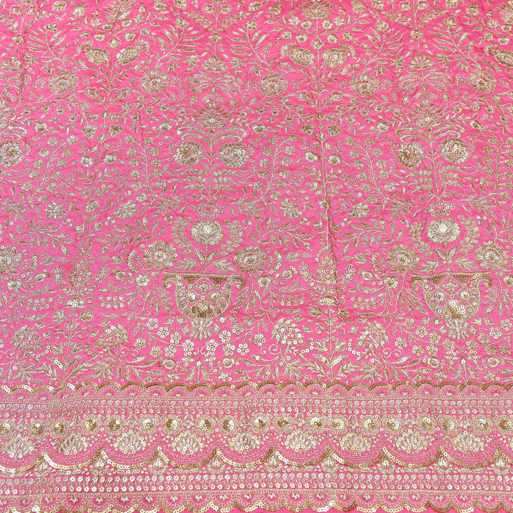 Dyed Bamberg Raw Silk Zari Sequin Embroidered Fabric | Designer Floral Fabric | D028975-C