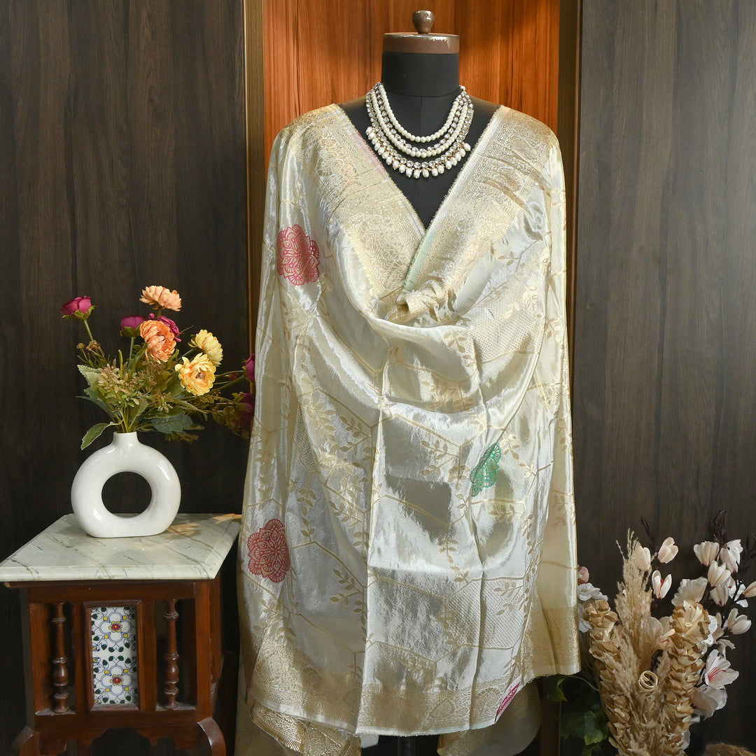 Dyble Tissue Meena Zari Dupatta | Premium Designer Ethnic Dupatta for Suits & Lehengas-EL0003