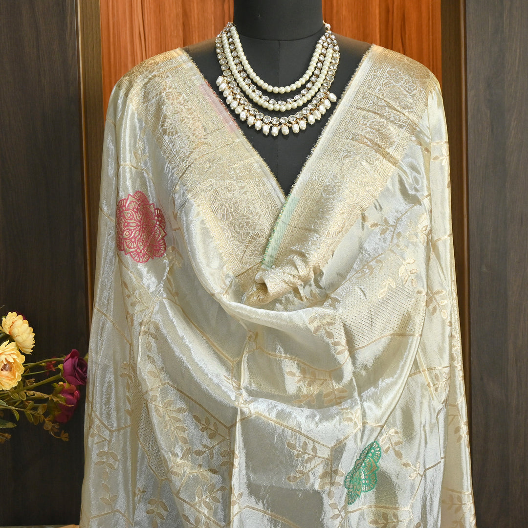 Dyble Tissue Meena Zari Dupatta | Premium Designer Ethnic Dupatta for Suits & Lehengas-EL0003