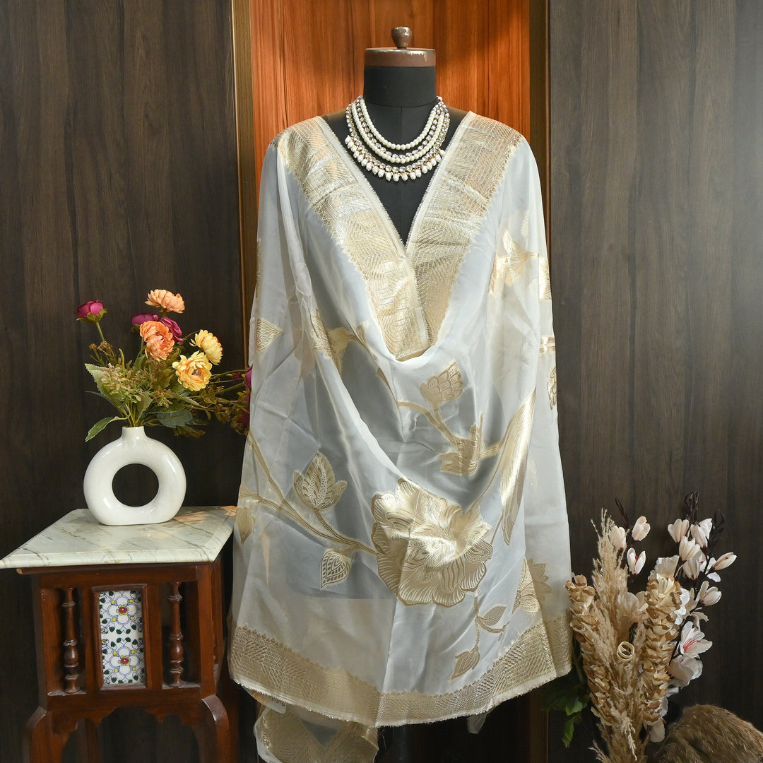 Elegant Organza Zari Jacquard Dupatta | Premium Designer Dupatta-JI9971