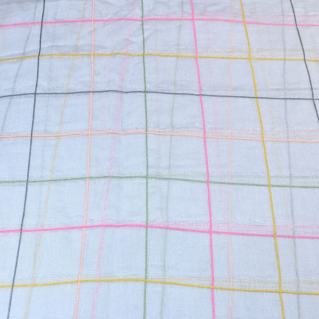 Premium Mul Chanderi Multicolor Thread Work Fabric - V2220C-04
