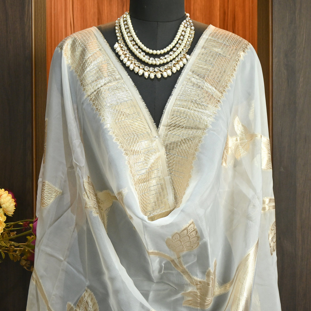 Elegant Organza Zari Jacquard Dupatta | Premium Designer Dupatta-JI9971