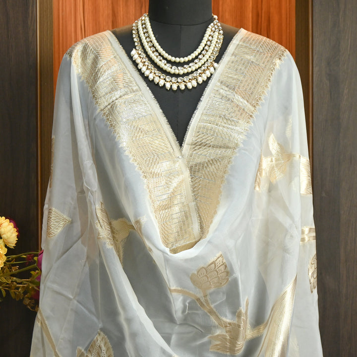 Elegant Organza Zari Jacquard Dupatta | Premium Designer Dupatta-JI9971