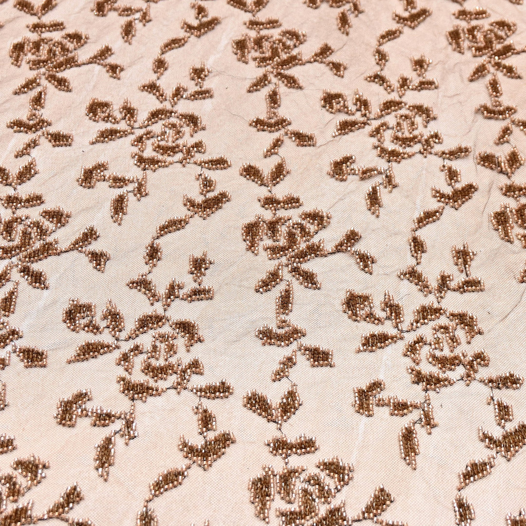 Luxury Imported Net Bead Embroidery Fabric 60" – Heavy Designer Net Fabric - CF4898-1