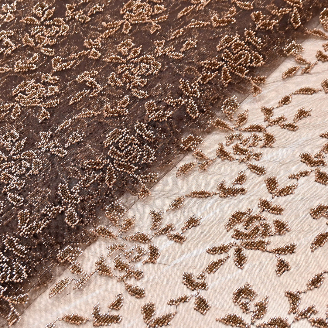 Luxury Imported Net Bead Embroidery Fabric 60" – Heavy Designer Net Fabric - CF4898-1