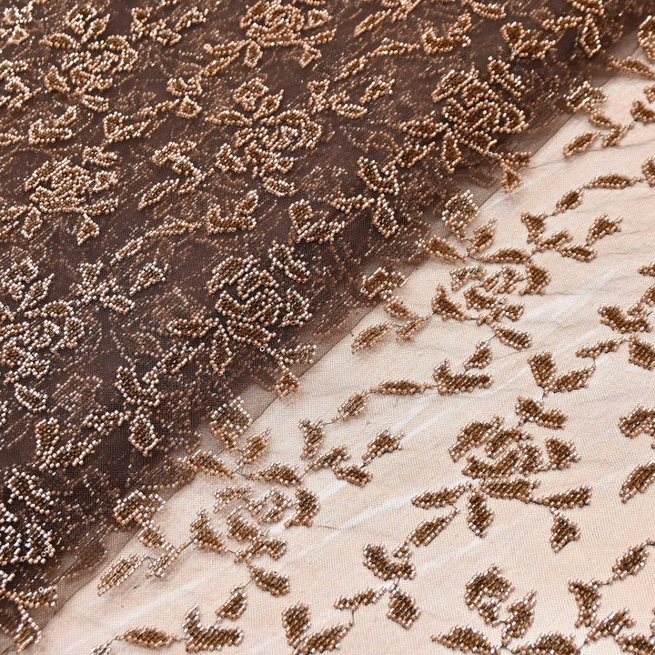 Luxury Imported Net Bead Embroidery Fabric 60" – Heavy Designer Net Fabric - CF4898-1