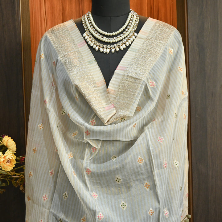 Elegant Organza Tissue Meena Zari Jacquard Dupatta | Premium Designer Dupatta-MEE425