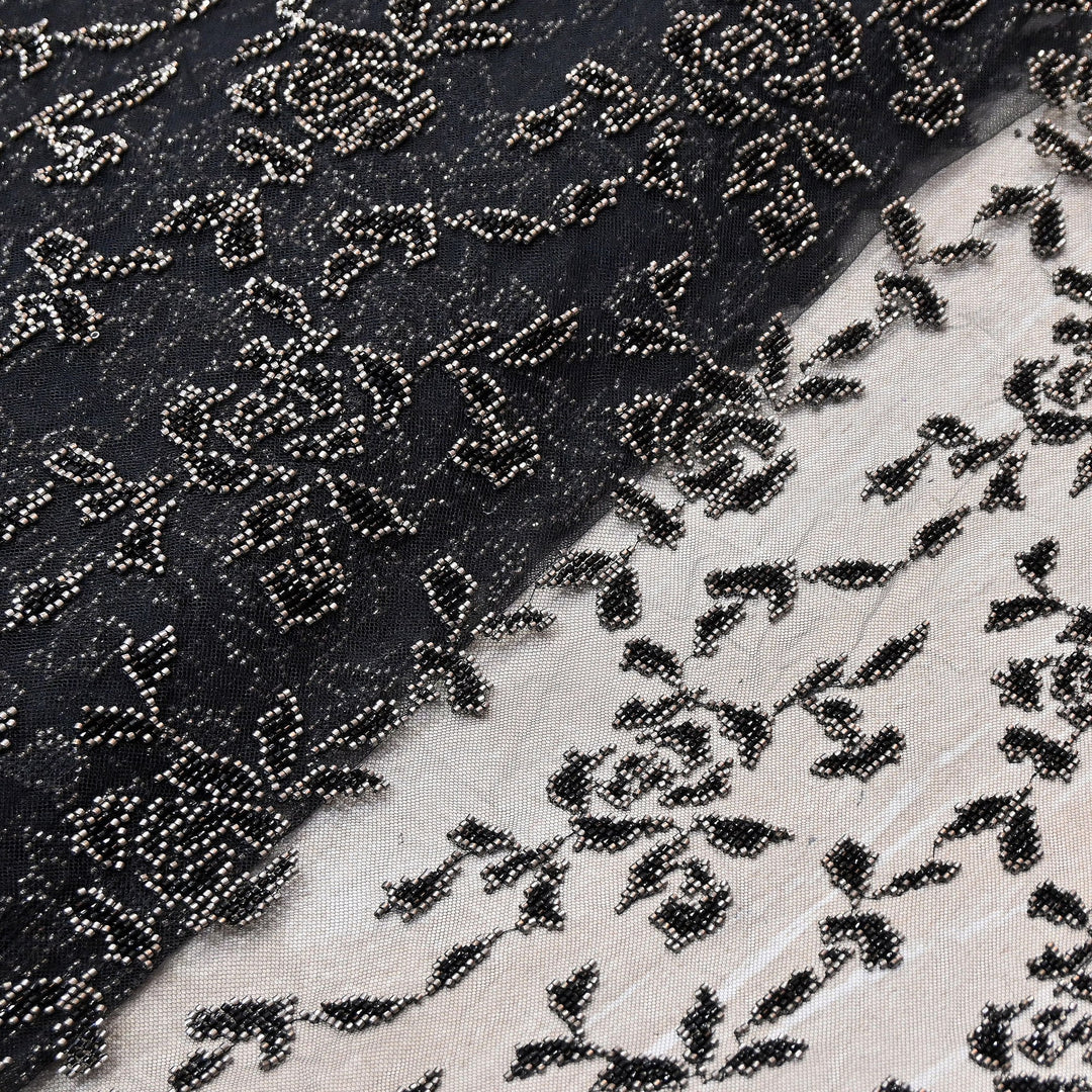 Luxury Imported Net Bead Embroidery Fabric 60" – Heavy Designer Net Fabric - CF4898-2
