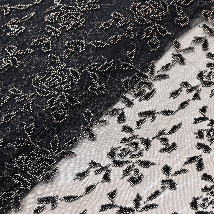 Luxury Imported Net Bead Embroidery Fabric 60" – Heavy Designer Net Fabric - CF4898-2