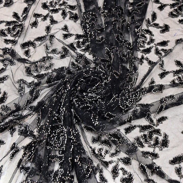 Luxury Imported Net Bead Embroidery Fabric 60" – Heavy Designer Net Fabric - CF4898-2