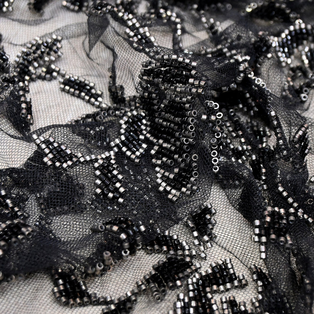 Luxury Imported Net Bead Embroidery Fabric 60" – Heavy Designer Net Fabric - CF4898-2