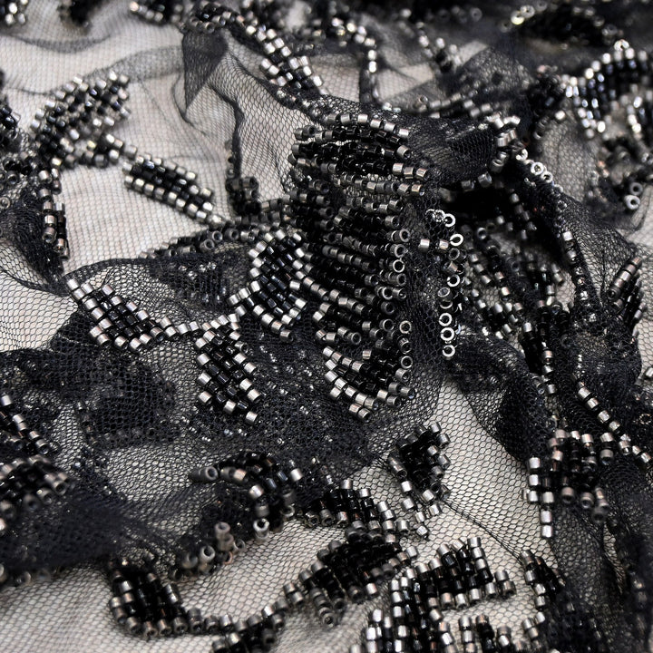 Luxury Imported Net Bead Embroidery Fabric 60" – Heavy Designer Net Fabric - CF4898-2