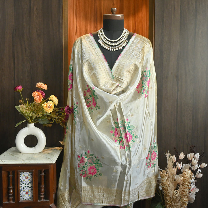 Dyble Tissue Meena Zari Dupatta | Premium Designer Ethnic Dupatta for Suits & Lehengas-EL0006