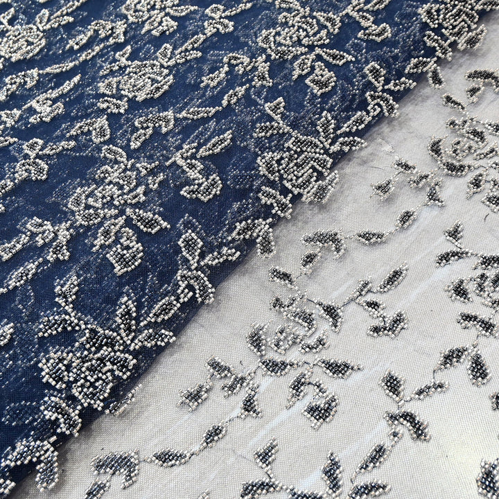 Luxury Imported Net Bead Embroidery Fabric 60" – Heavy Designer Net Fabric - CF4898-4