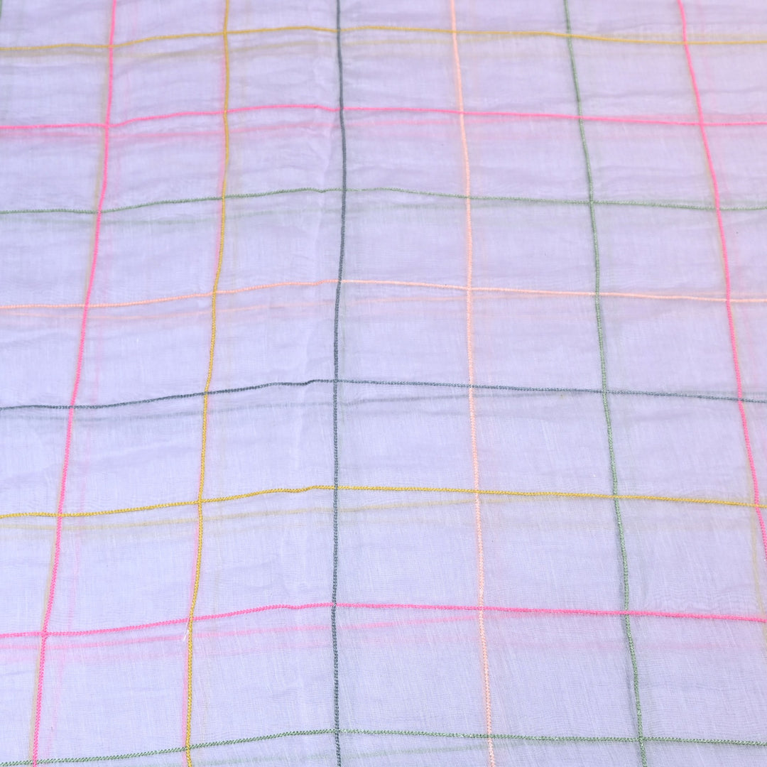 Premium Mul Chanderi Multicolor Thread Work Fabric - V2220C-06