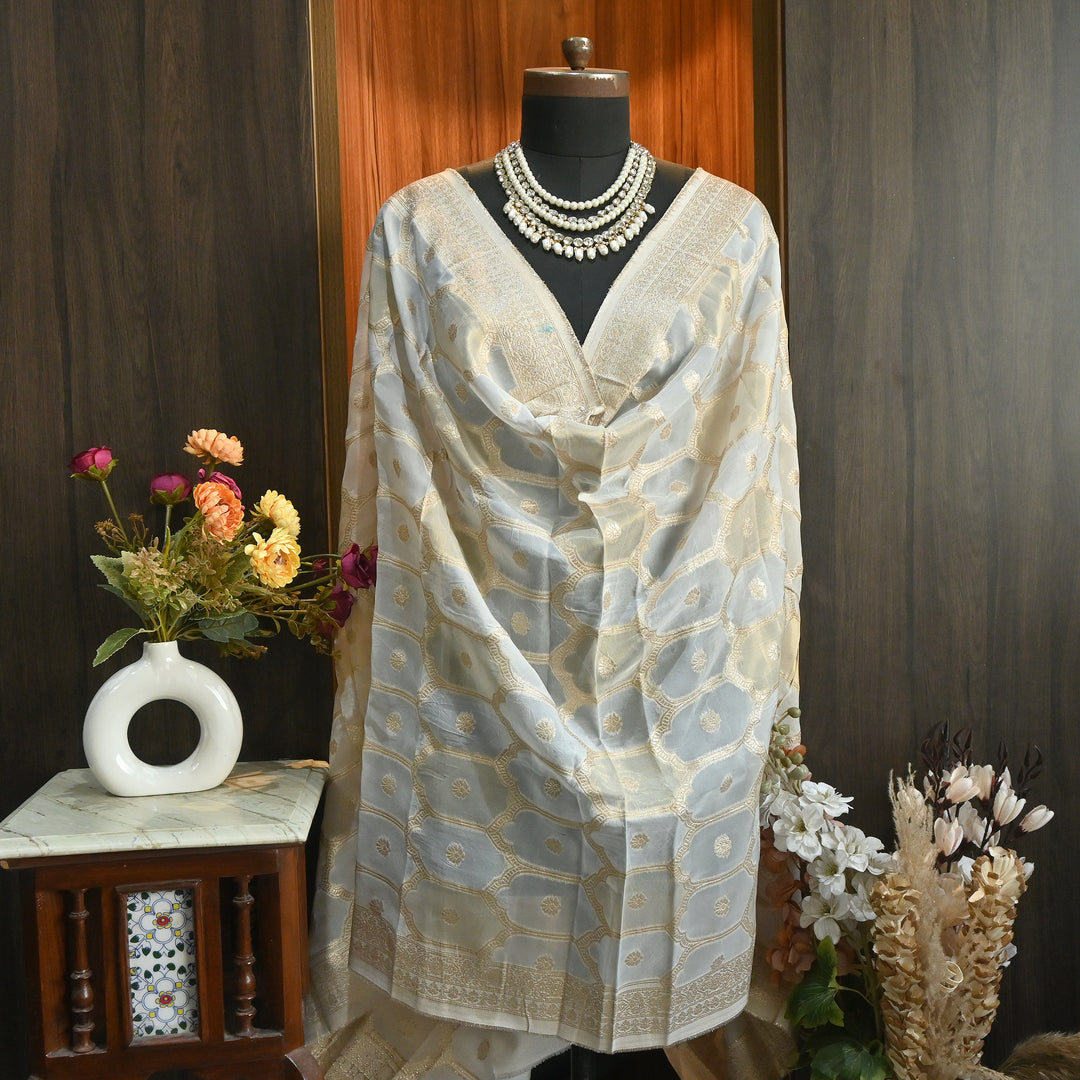 Premium Organza Tissue Zari Jacquard Dupatta | Premium Designer Dupatta-D00050