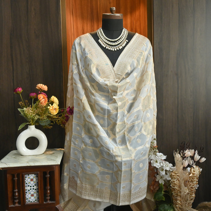 Premium Organza Tissue Zari Jacquard Dupatta | Premium Designer Dupatta-D00050