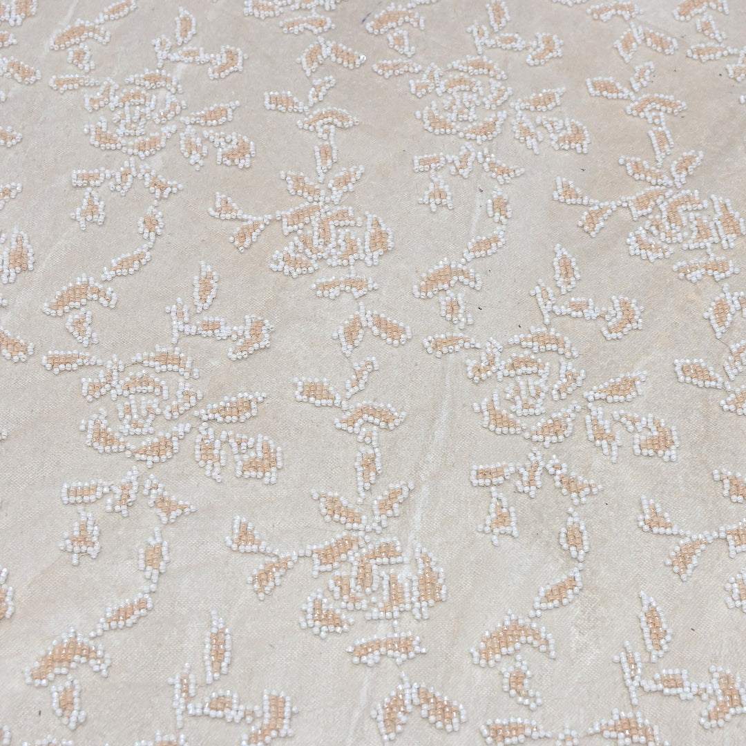 Luxury Imported Net Bead Embroidery Fabric 60" – Heavy Designer Net Fabric - CF4898-3