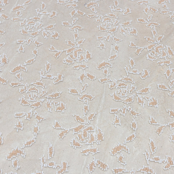Luxury Imported Net Bead Embroidery Fabric 60" – Heavy Designer Net Fabric - CF4898-3