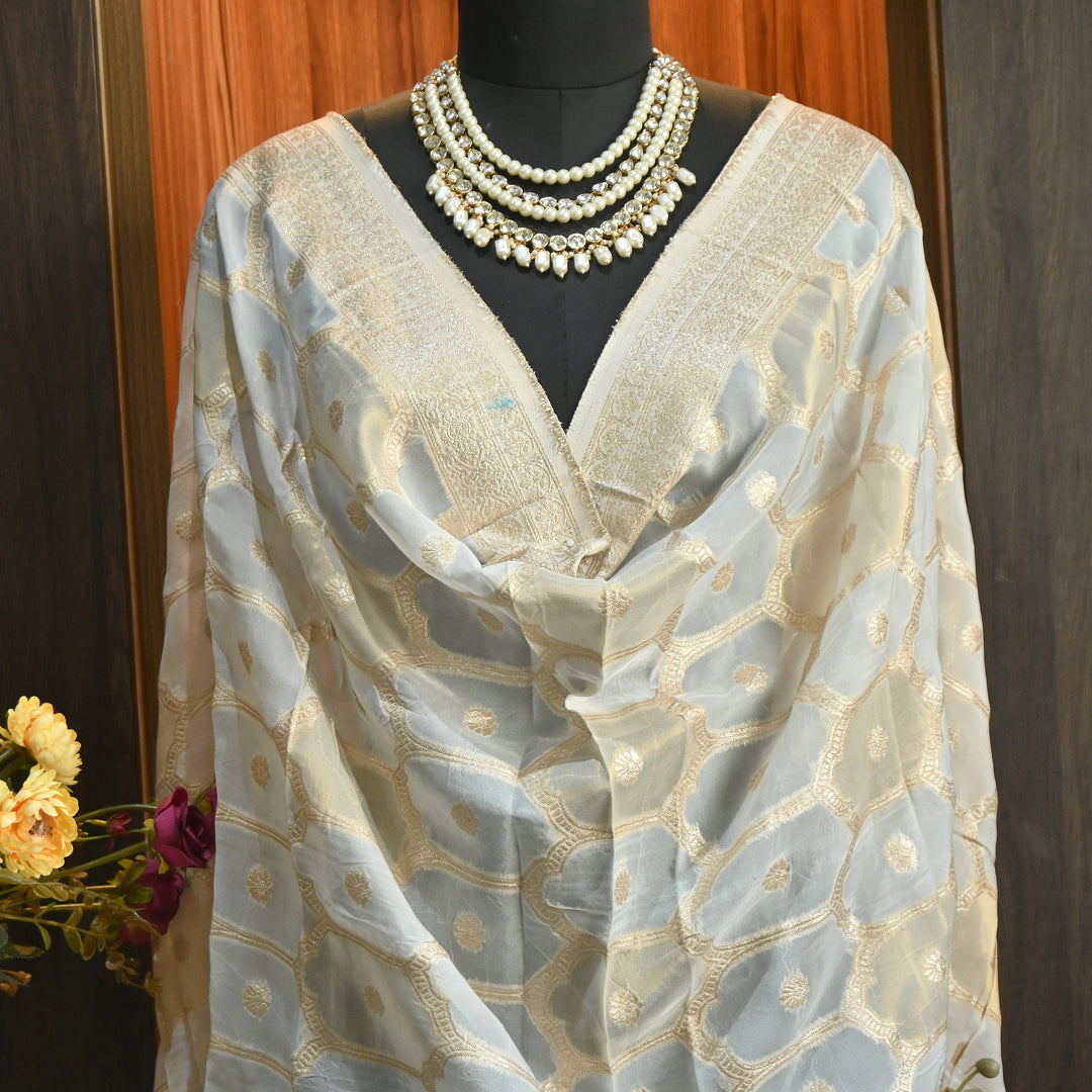 Premium Organza Tissue Zari Jacquard Dupatta | Premium Designer Dupatta-D00050