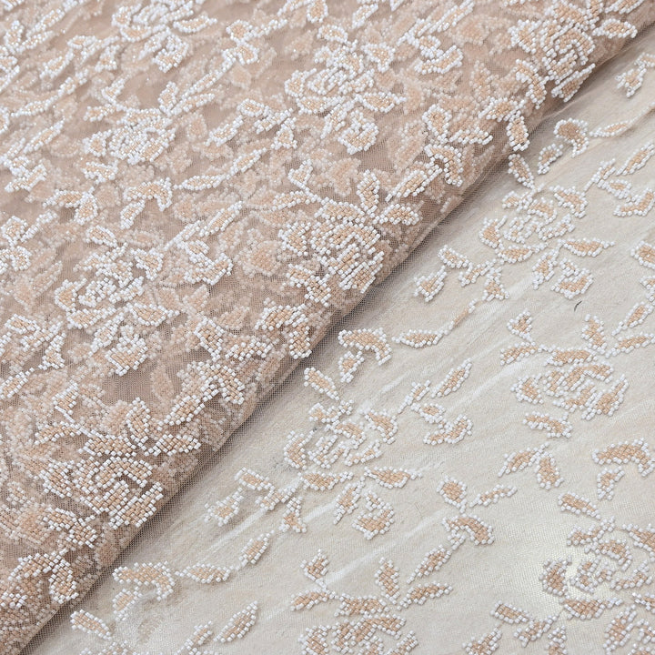 Luxury Imported Net Bead Embroidery Fabric 60" – Heavy Designer Net Fabric - CF4898-3