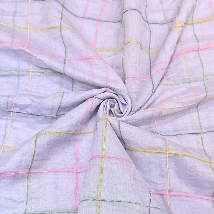 Premium Mul Chanderi Multicolor Thread Work Fabric - V2220C-06