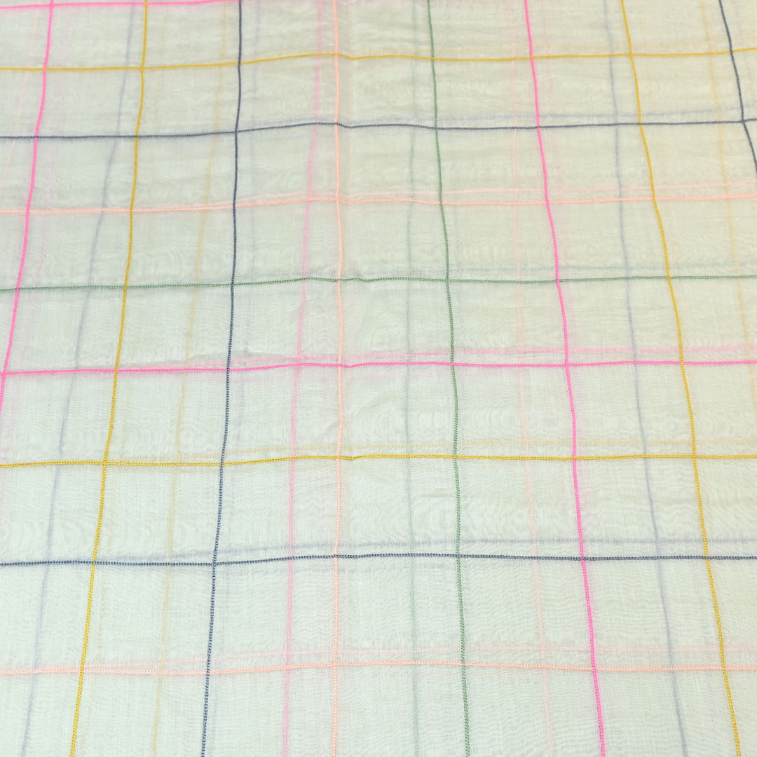Premium Mul Chanderi Multicolor Thread Work Fabric - V2220C-07