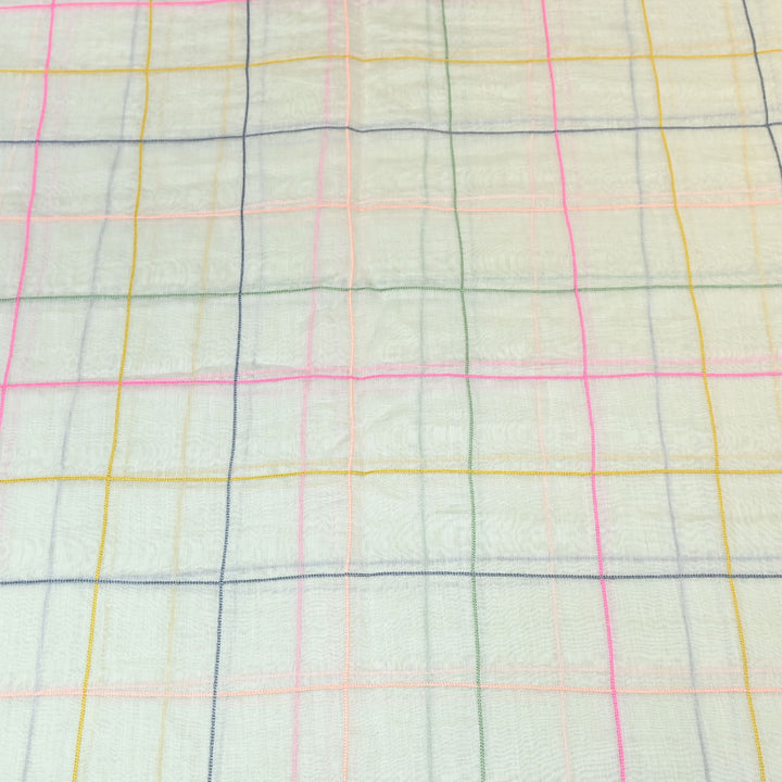 Premium Mul Chanderi Multicolor Thread Work Fabric - V2220C-07