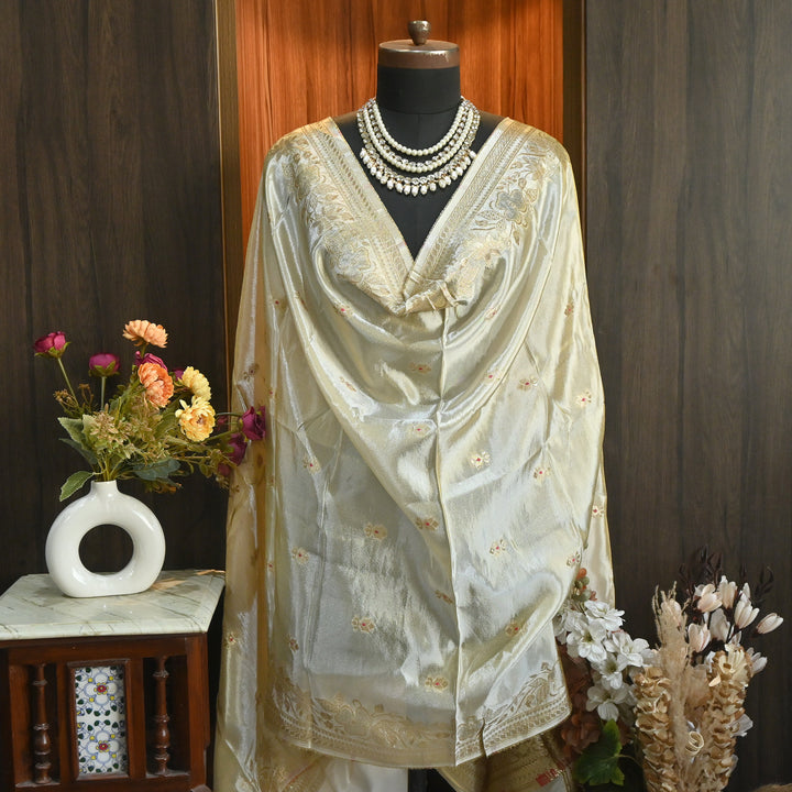 Dyble Tissue Meena Zari Dupatta | Premium Designer Ethnic Dupatta for Suits & Lehengas-EL0004